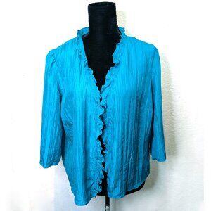 Planet Crinkle Teal Silk Jacket Size 10